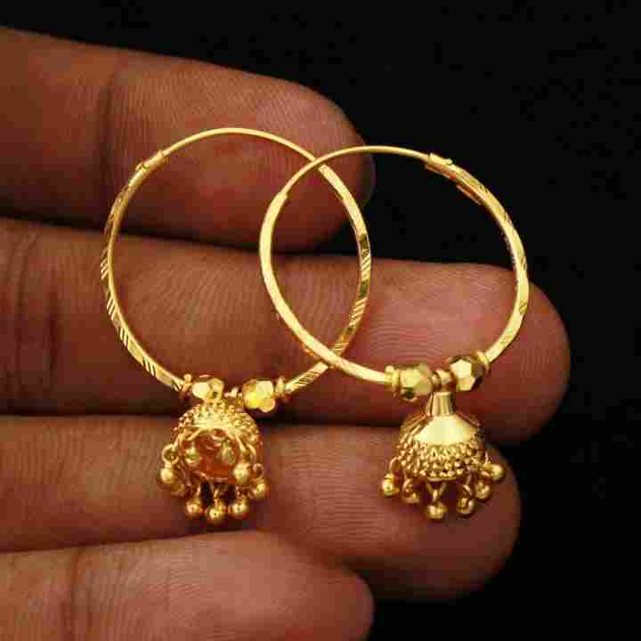 Kan Chain Golden Gold Plated Earrings Size Mid